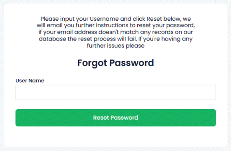 Forgot Password Screen